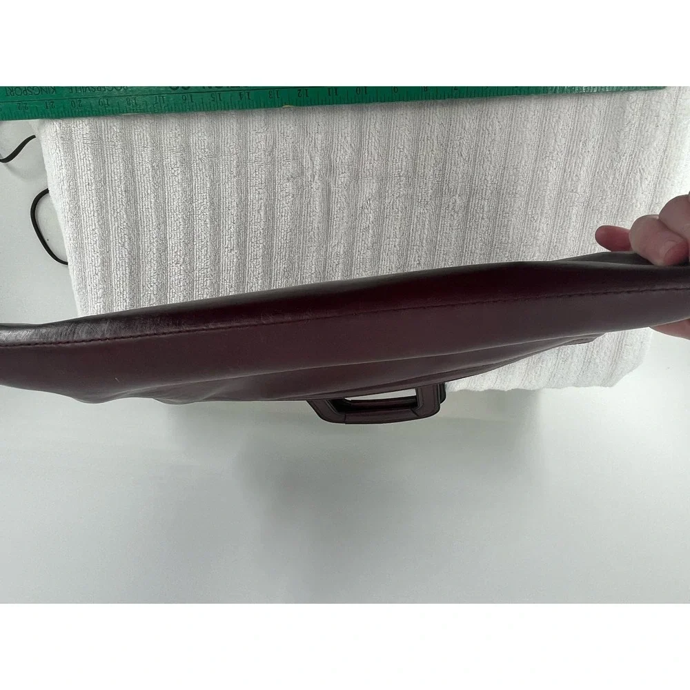 Cambridge‎ Burgundy Leather Portfolio Briefcase Slim Document Carrier Handle Bag